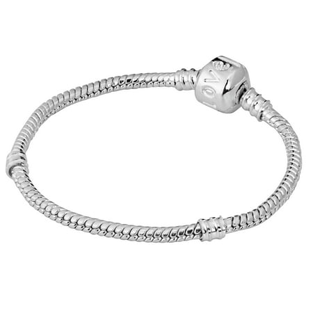 Penny /& Piper 6 Inch Sterling Silver Plated Love Snap Barrel Clasp Snake Chain European Charm Bracelet for Kids//Children